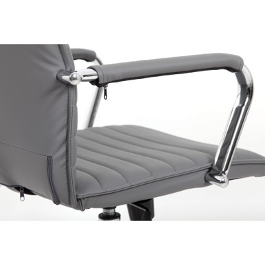 OfficeSource | Ridge | Executive High Back, Ribbed Back  Task Chair w/Chrome Base - Black LeatherSoft Vinyl – view 19