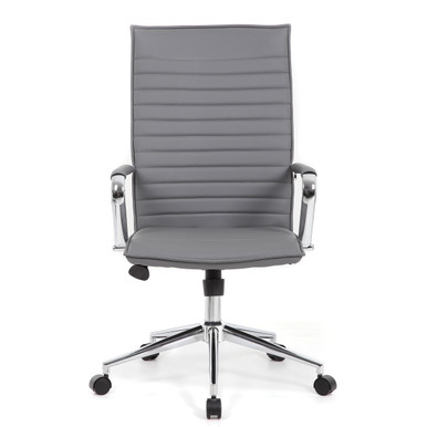 OfficeSource | Ridge | Executive High Back, Ribbed Back  Task Chair w/Chrome Base - Black LeatherSoft Vinyl – view 18