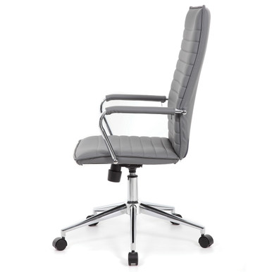 OfficeSource | Ridge | Executive High Back, Ribbed Back  Task Chair w/Chrome Base - Black LeatherSoft Vinyl – view 16