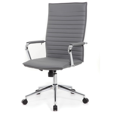 OfficeSource | Ridge | Executive High Back, Ribbed Back  Task Chair w/Chrome Base - Black LeatherSoft Vinyl – view 17