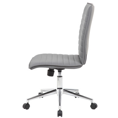 OfficeSource | Ridge | Executive Mid Back Armless, Ribbed Back Task Chair  w/Chrome Base - Black Leather-Soft Vinyl - Chrome – view 23