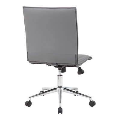 OfficeSource | Ridge | Executive Mid Back Armless, Ribbed Back Task Chair  w/Chrome Base - Black Leather-Soft Vinyl - Chrome – view 20
