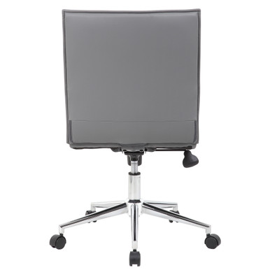 OfficeSource | Ridge | Executive Mid Back Armless, Ribbed Back Task Chair  w/Chrome Base - Black Leather-Soft Vinyl - Chrome – view 21