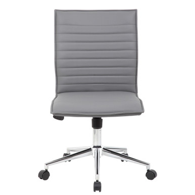 OfficeSource | Ridge | Executive Mid Back Armless, Ribbed Back Task Chair  w/Chrome Base - Black Leather-Soft Vinyl - Chrome – view 25