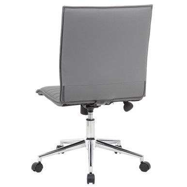 OfficeSource | Ridge | Executive Mid Back Armless, Ribbed Back Task Chair  w/Chrome Base - Black Leather-Soft Vinyl - Chrome – view 22