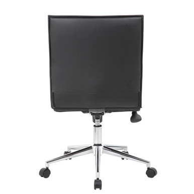 OfficeSource | Ridge | Executive Mid Back Armless, Ribbed Back Task Chair  w/Chrome Base - Black Leather-Soft Vinyl - Chrome – view 13