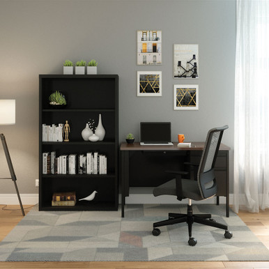 OfficeSource | Raleigh | 45''W Single Right Pedestal Desk - Mahogany - Charcoal – view 23