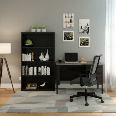 OfficeSource | Raleigh | 45''W Single Right Pedestal Desk - Mahogany - Charcoal – view 22