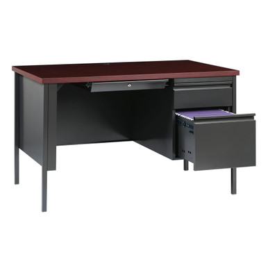 OfficeSource | Raleigh | 45''W Single Right Pedestal Desk - Mahogany - Charcoal – view 9