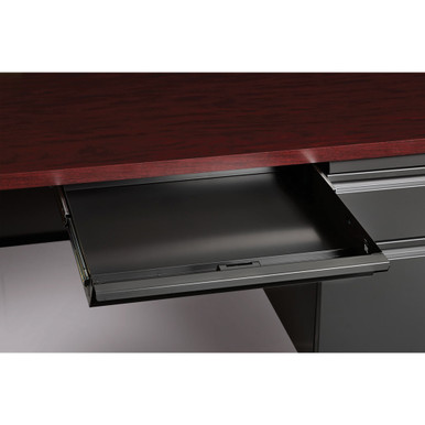 OfficeSource | Raleigh | 45''W Single Right Pedestal Desk - Mahogany - Charcoal – view 14