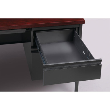 OfficeSource | Raleigh | 45''W Single Right Pedestal Desk - Mahogany - Charcoal – view 16