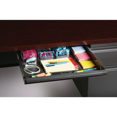 OfficeSource | Raleigh | 45''W Single Right Pedestal Desk - Mahogany - Charcoal – view 17