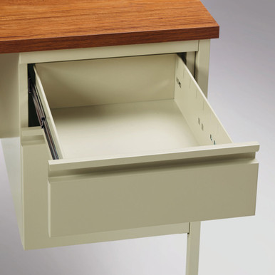 OfficeSource | Raleigh | 45''W Single Right Pedestal Desk - Mahogany - Charcoal – view 19