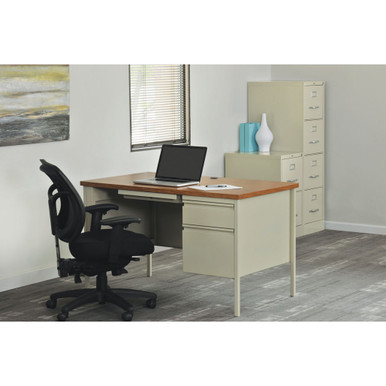OfficeSource | Raleigh | 45''W Single Right Pedestal Desk - Mahogany - Charcoal – view 25