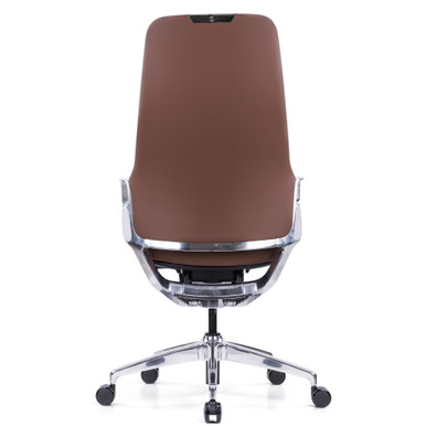 OfficeSource | Veneto | Executive High Back Chair with Polished Aluminum Frame - Gray Microfiber Leather - Chrome – view 11