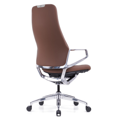 OfficeSource | Veneto | Executive High Back Chair with Polished Aluminum Frame - Gray Microfiber Leather - Chrome – view 12