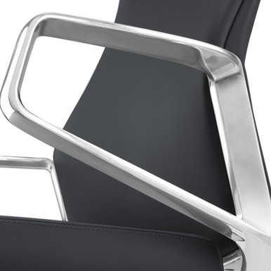 OfficeSource | Veneto | Executive High Back Chair with Polished Aluminum Frame - Gray Microfiber Leather - Chrome – view 18
