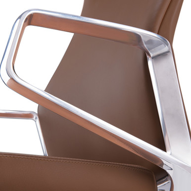 OfficeSource | Veneto | Executive High Back Chair with Polished Aluminum Frame - Gray Microfiber Leather - Chrome – view 17