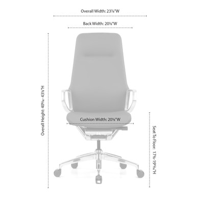 OfficeSource | Veneto | Executive High Back Chair with Polished Aluminum Frame - Gray Microfiber Leather - Chrome – view 14