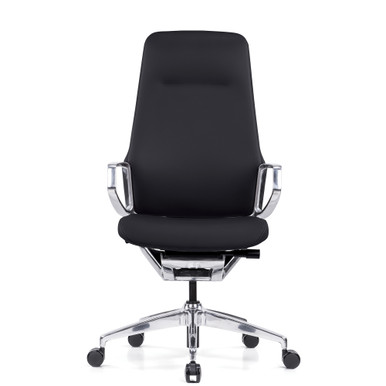 OfficeSource | Veneto | Executive High Back Chair with Polished Aluminum Frame - Gray Microfiber Leather - Chrome – view 10
