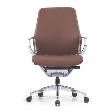 OfficeSource | Veneto | Executive Mid-Back Chair with Polished Aluminum Frame - Gray Microfiber Leather - Chrome – view 8
