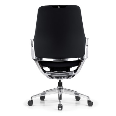 OfficeSource | Veneto | Executive Mid-Back Chair with Polished Aluminum Frame - Gray Microfiber Leather - Chrome – view 7