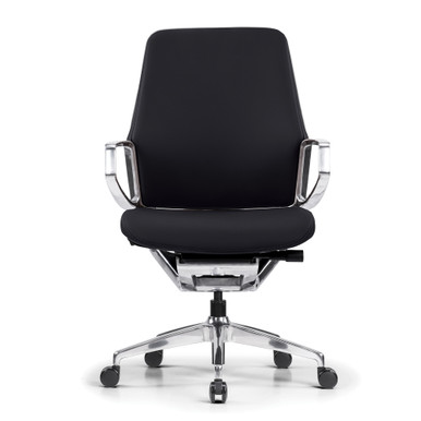 OfficeSource | Veneto | Executive Mid-Back Chair with Polished Aluminum Frame - Gray Microfiber Leather - Chrome – view 10