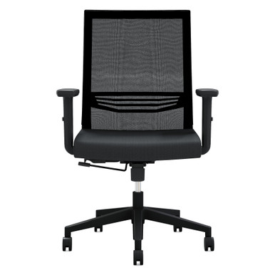 OfficeSource | Oslo | Mid Back Mesh Task Chair with Adjustable Arms - Black PU Leather – view 11