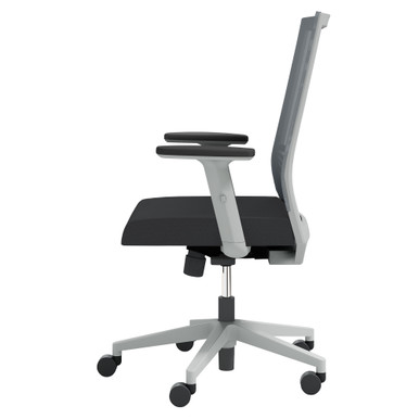 OfficeSource | Oslo | Mid Back Mesh Task Chair with Adjustable Arms - Black PU Leather – view 10