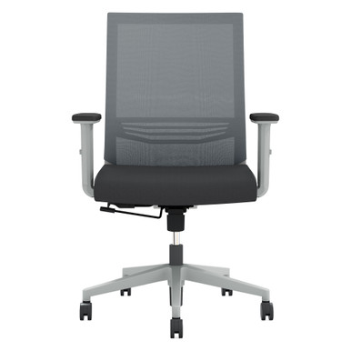 OfficeSource | Oslo | Mid Back Mesh Task Chair with Adjustable Arms - Black PU Leather – view 12
