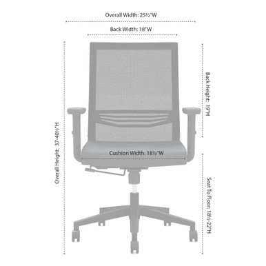 OfficeSource | Oslo | Mid Back Mesh Task Chair with Adjustable Arms - Black PU Leather – view 13