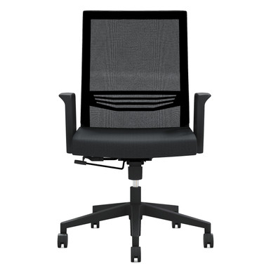 OfficeSource | Oslo | Mid-Back Mesh Conference Chair with Fixed Arms - Black PU Leather – view 11