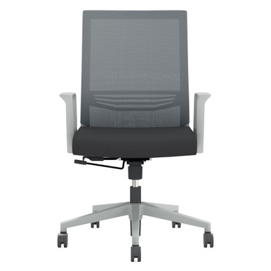 OfficeSource | Oslo | Mid-Back Mesh Conference Chair with Fixed Arms - Black PU Leather – view 12