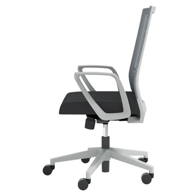 OfficeSource | Oslo | Mid-Back Mesh Conference Chair with Fixed Arms - Black PU Leather – view 10