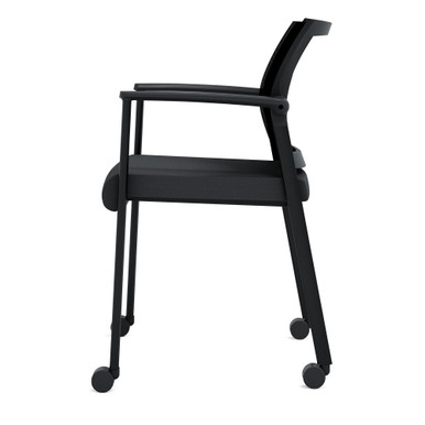 OfficeSource | Oslo | Mesh Back Stacking Guest Chair - Black PU Leather w/Black Frame – view 15