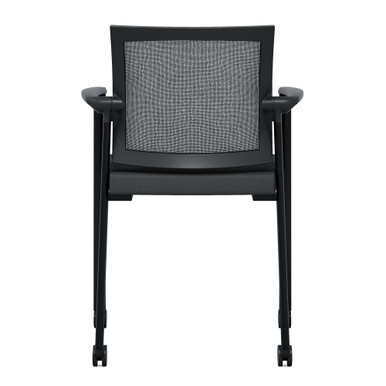 OfficeSource | Oslo | Mesh Back Stacking Guest Chair - Black PU Leather w/Black Frame – view 13