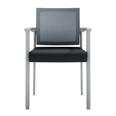 OfficeSource | Oslo | Mesh Back Stacking Guest Chair - Black PU Leather w/Black Frame – view 10
