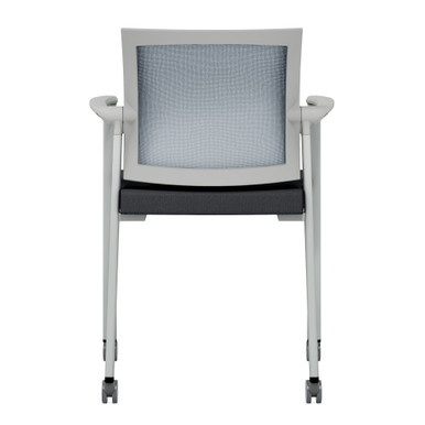 OfficeSource | Oslo | Mesh Back Stacking Guest Chair - Black PU Leather w/Black Frame – view 14