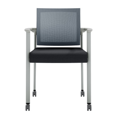 OfficeSource | Oslo | Mesh Back Stacking Guest Chair - Black PU Leather w/Black Frame – view 18