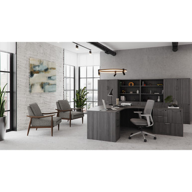 OfficeSource Mira Wood Arm Upholstered Lounge Chair - Pebble – view 13