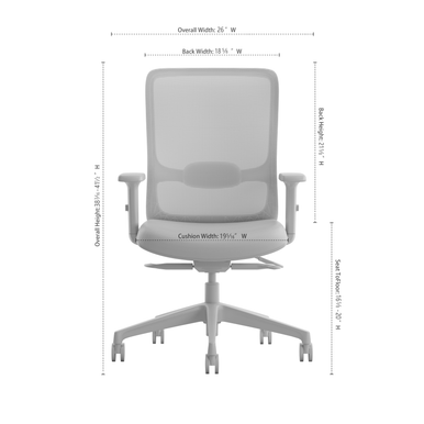 Orion Mesh Back Managers Chair with Seat Slider - Pewter w/White Frame – view 12