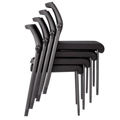 OfficeSource Oslo Mesh Back Armless Stacking Guest Chair with Black Frame - Black Fabric – view 10