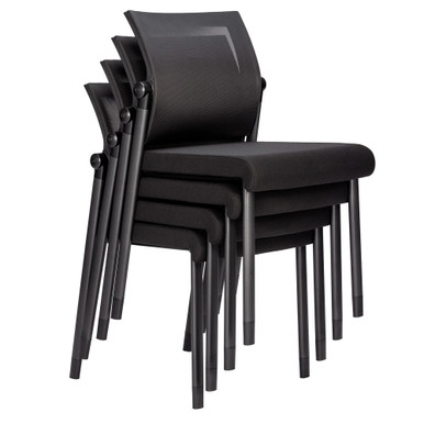 OfficeSource Oslo Mesh Back Armless Stacking Guest Chair with Black Frame - Black Fabric – view 11