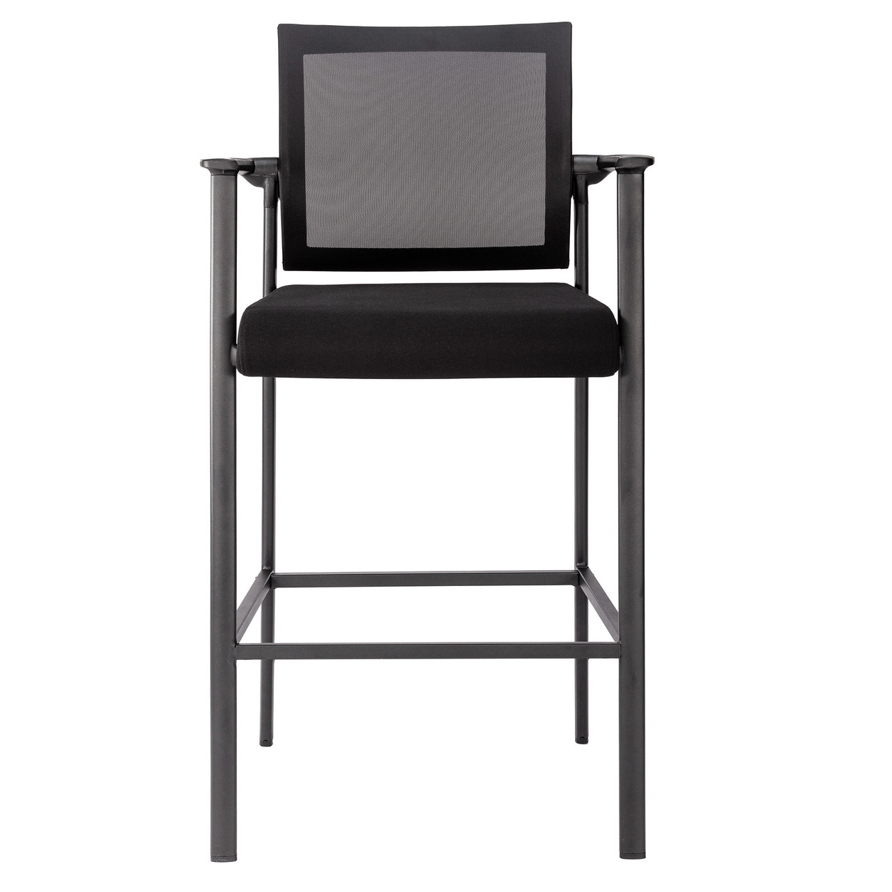 OfficeSource Oslo Mesh Back Stool with Arms and Black Frame