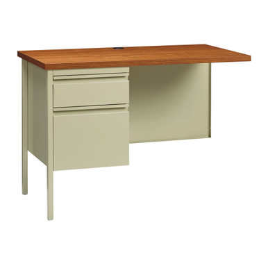 OfficeSource | Raleigh | 42''W Single Pedestal Steel Return - Mahogany - Charcoal – view 11
