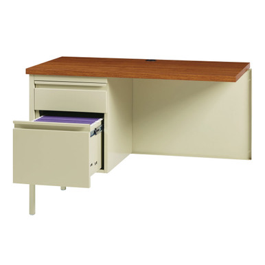 OfficeSource | Raleigh | 42''W Single Pedestal Steel Return - Mahogany - Charcoal – view 15