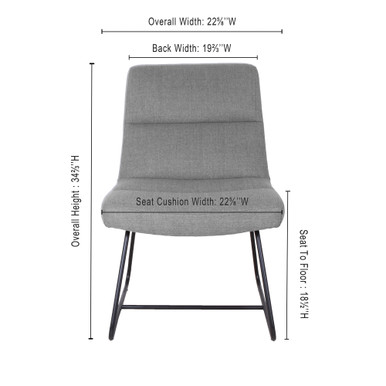 OfficeSource | Sutton | Upholstered Lounge Chair with Sled Base - Light Gray w/ Black Frame – view 12