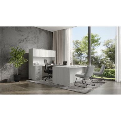 OfficeSource | Sutton | Upholstered Lounge Chair with Sled Base - Light Gray w/ Black Frame – view 16
