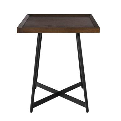 OfficeSource | Declan | 18''W Square End Table - Walnut - Black – view 3