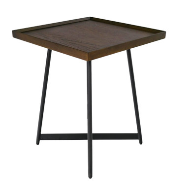 OfficeSource | Declan | 18''W Square End Table - Walnut - Black – view 5